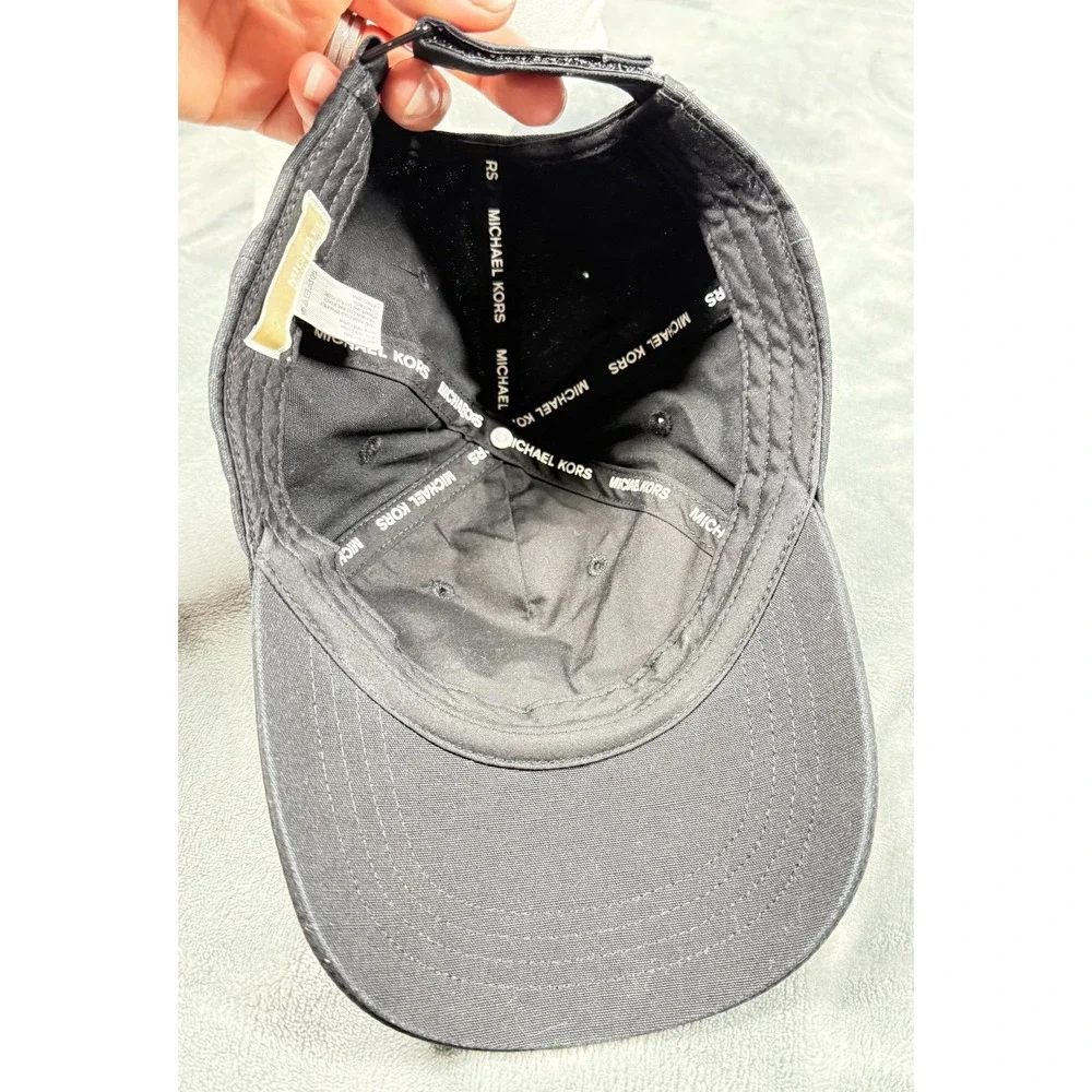 Michael Kors Baseball Cap Adjustable Black Logo Strap Trim Hat